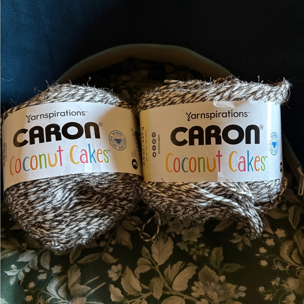 Caron Coconut Cakes Yarn 2 cakes in Licorice really soft cotton, limited edition